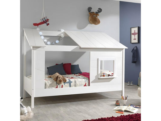 Maisonpuretop - Letto a castello bianco 90x200cm con finestra, rete a doghe e materasso 76624MOHL