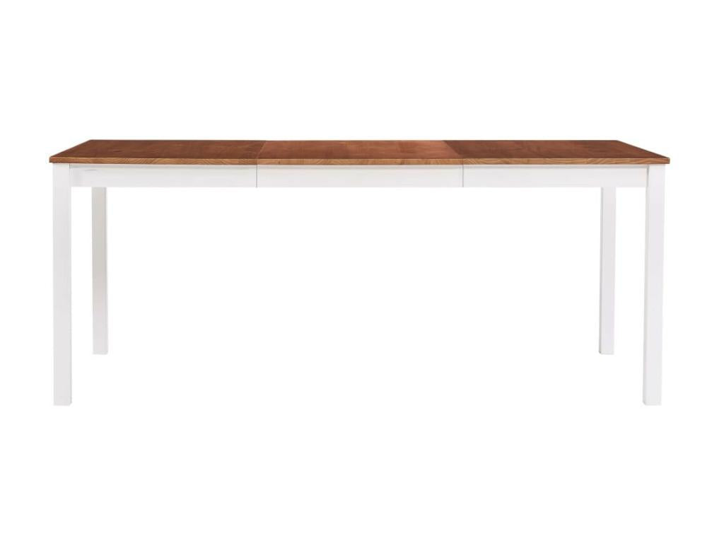 Tavolo da pranzo rettangolare Artvivrestore, pino massello, bianco e marrone, 180 cm, 18448MTOY