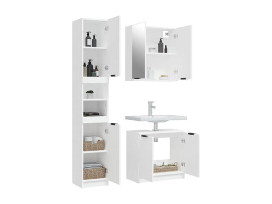 Set di mobili da bagno da 3 pezzi, legno ingegnerizzato bianco, 79285NLZE