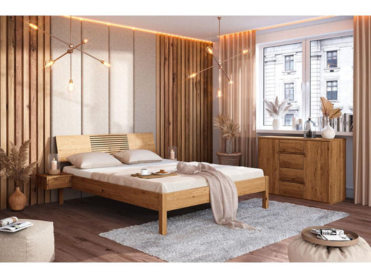 Calmetop - Letto con testiera in legno di rovere selvatico oliato naturale 160x200 00624IWEG