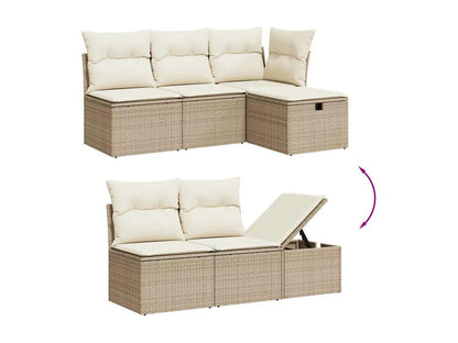 Set di mobili da giardino da 6 pezzi con cuscini, resina intrecciata beige, 64524FCYG