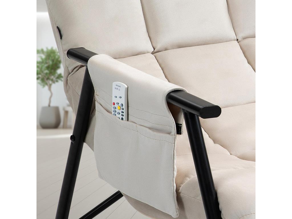 Sedia a dondolo - Velluto / Metallo nero opaco - Crema - Calmetop 37692TTXZ