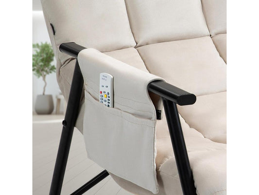 Sedia a dondolo - Velluto / Metallo nero opaco - Crema - Calmetop 37692TTXZ