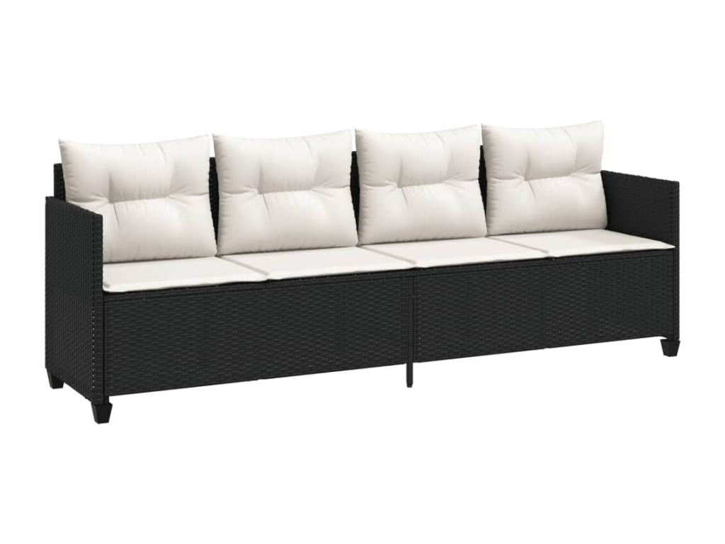 Set di mobili da giardino 5 pezzi con cuscini, vimini in resina nera, 72928ABXY