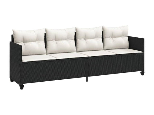 Set di mobili da giardino 5 pezzi con cuscini, vimini in resina nera, 72928ABXY