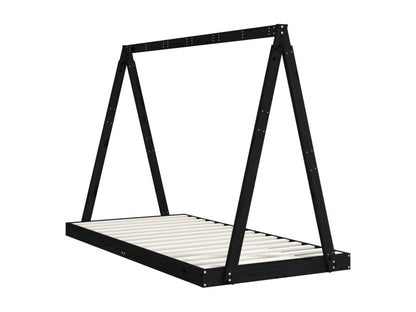 Struttura letto per bambini nera 90x190 in legno massello di pino 86205ZNCM