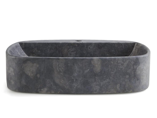 Lavabo ovale da appoggio in marmo grigio - Lunghezza 52 x Altezza 13 x Profondità 42 cm 06521KZEW