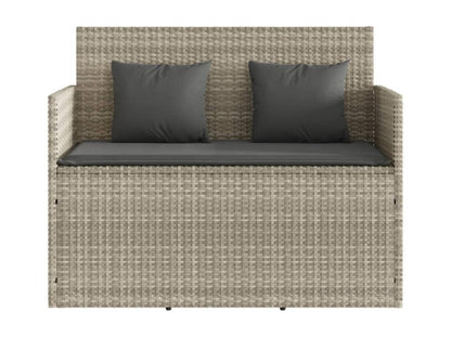 Panca da giardino con cuscini grigio chiaro, resina intrecciata 87678CYNC