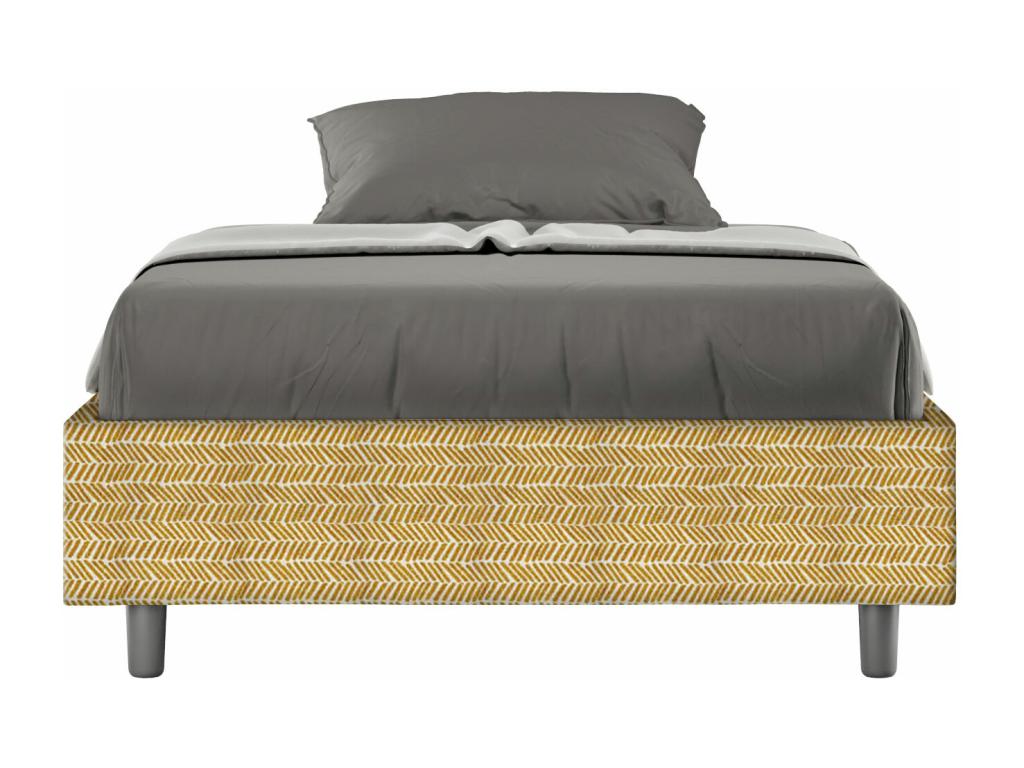 Struttura letto singolo senza rete a doghe, imbottita, 120x190 cm, tessuto giallo Calmetop 3, Calmetop 14254XBRW