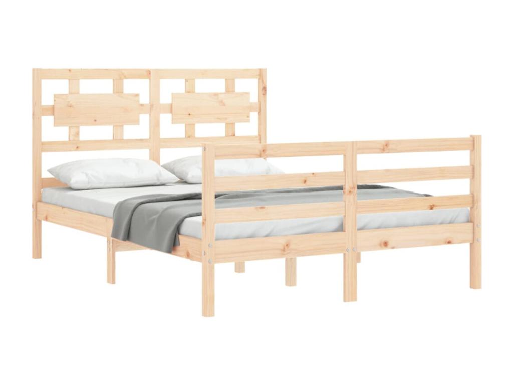 Struttura letto con testiera, letto matrimoniale piccolo, legno massello, 12271TERX