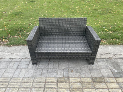 Set di mobili da giardino in rattan grigio scuro a 7 posti con divano Love e tavolino da caffè 37376XFKQ