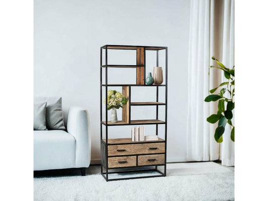 Artvivrestore - Scaffale a 3 cassetti in teak riciclato e metallo 29360SHFV