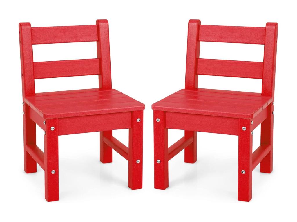 Set di 2 sedie per bambini in plastica PE - 34x33x57 cm L x P x A Rosso 44316WHPY