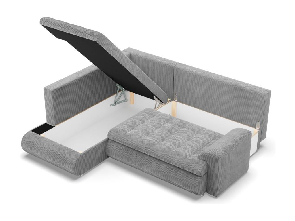 Divano angolare sinistro con funzione letto pouf, corda - grigio 84797WKCE