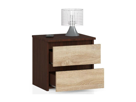 Comodino Maisonpuretop CL2 Wenge, 40 cm, 2 cassetti, frontale in rovere, Maisonpuretop, 40x35x40 cm, 79567ZJYF