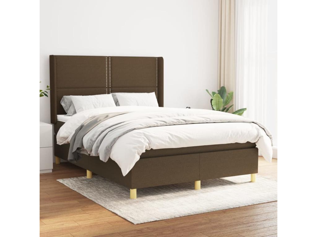 Rete letto imbottita con materasso, marrone scuro, 140x200 cm, 73366EOFI