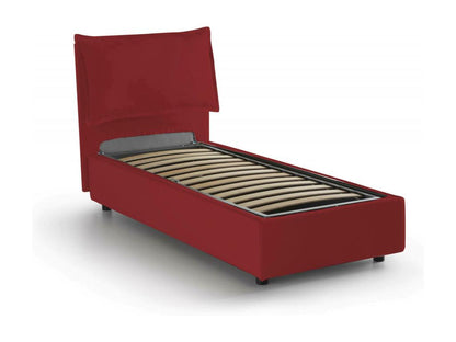 Artvivrestore Letto Singolo, Letto Contenitore con Rivestimento in Tessuto, Made in Italy, Apertura Laterale, Adatto per Materasso 80x190 cm, Rosso 01685PRNC
