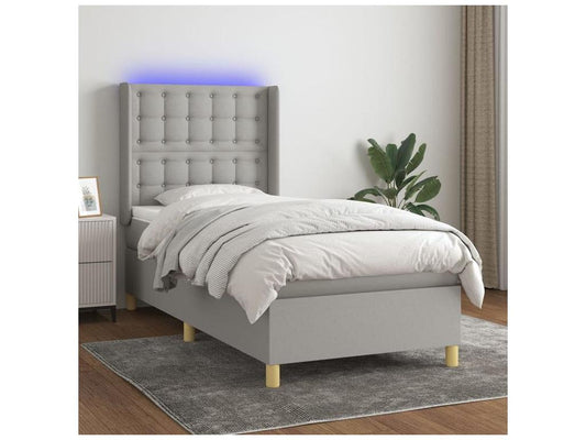 Base letto Artvivrestore con materasso grigio chiaro LED 100x200 Tessuto 60022BFKQ