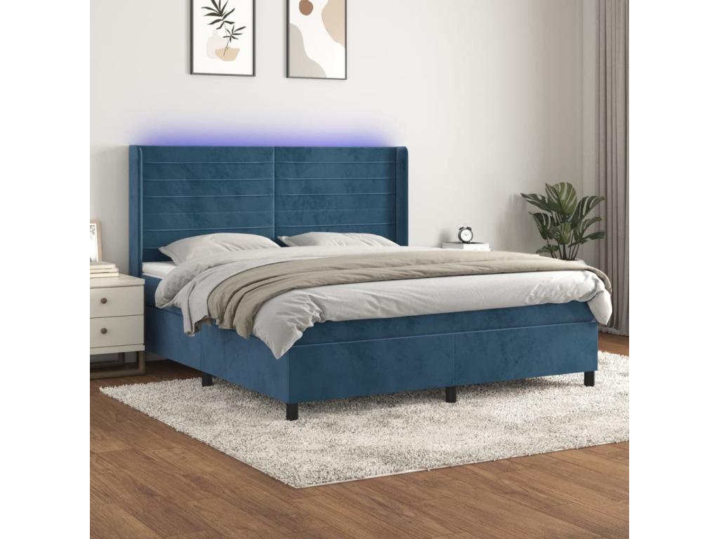 Base letto Nidchicshop con materasso e luce LED, blu scuro, 160x200 cm, 10998DJTY