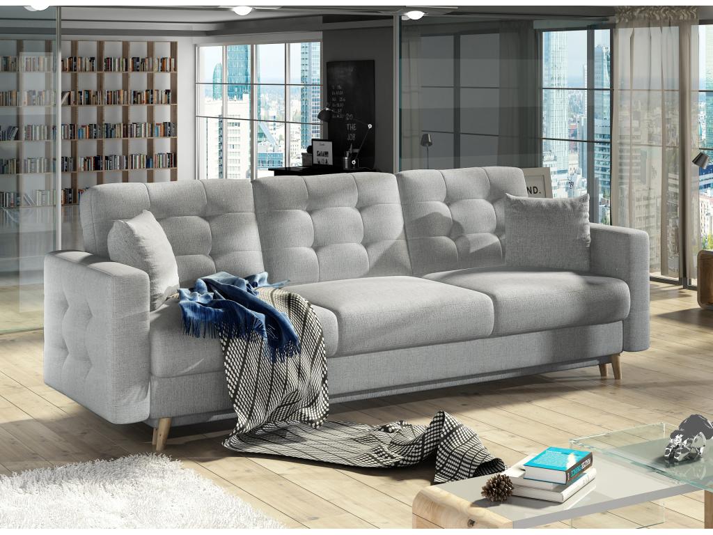 Divano trasformabile Maisonpuretop 235cm 3 posti in tessuto trapuntato grigio chiaro 57295VXGM