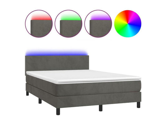 Base letto Maisonpuretop con materasso LED, grigio scuro, 140x200 cm, 60288YZGT