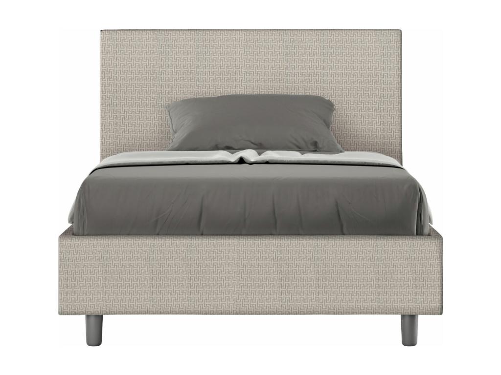 Letto singolo senza rete a doghe, imbottito, 120x190 cm, tessuto Labirinto 1, bianco, Maisonpuretop 27779XEYS