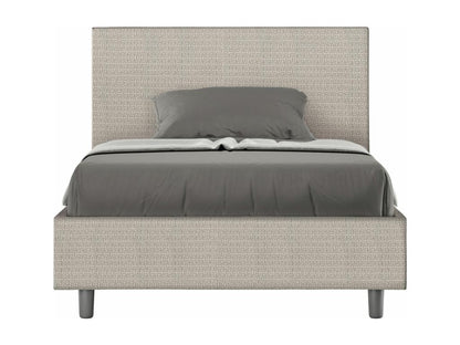 Letto singolo senza rete a doghe, imbottito, 120x190 cm, tessuto Labirinto 1, bianco, Maisonpuretop 27779XEYS