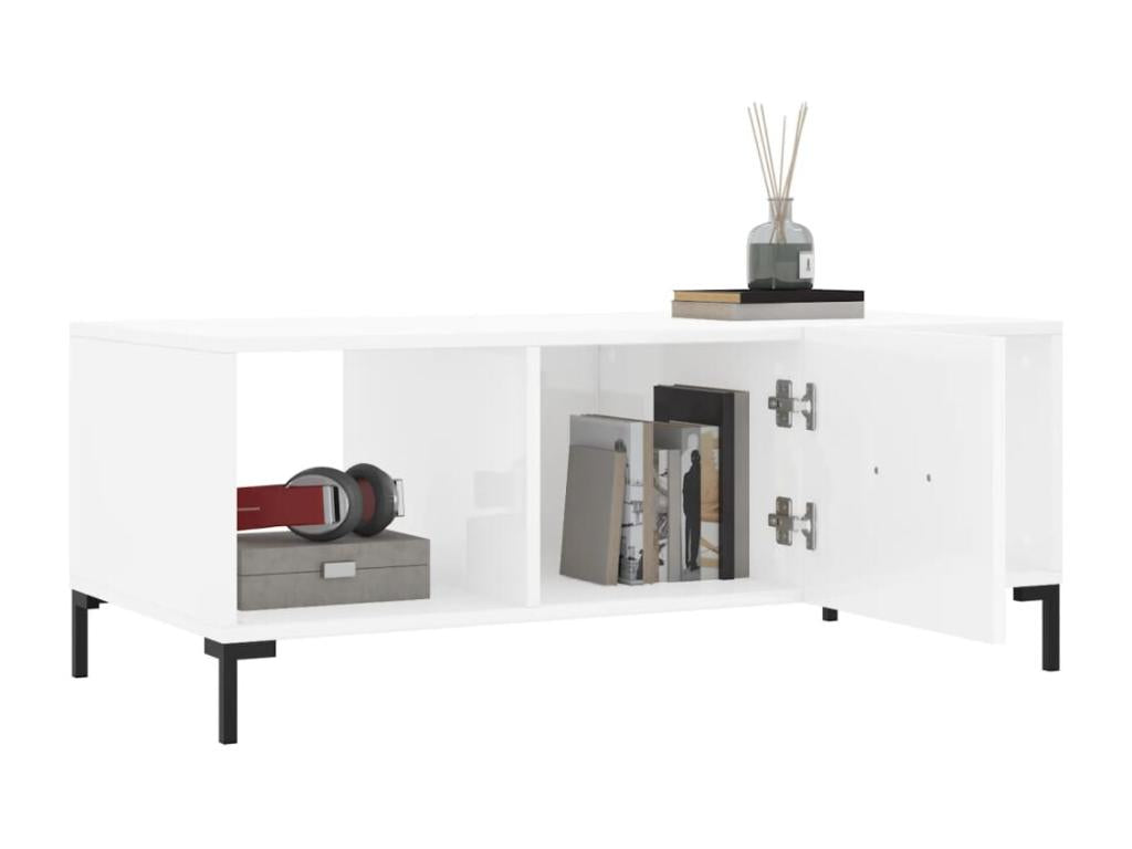 Tavolino da caffè, bianco lucido, 102x50x40 cm, legno ingegnerizzato, 87913CCPS