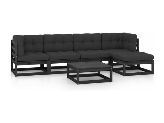 Set di mobili da giardino da 6 pezzi con cuscini, legno massello di pino, 86366NZBL