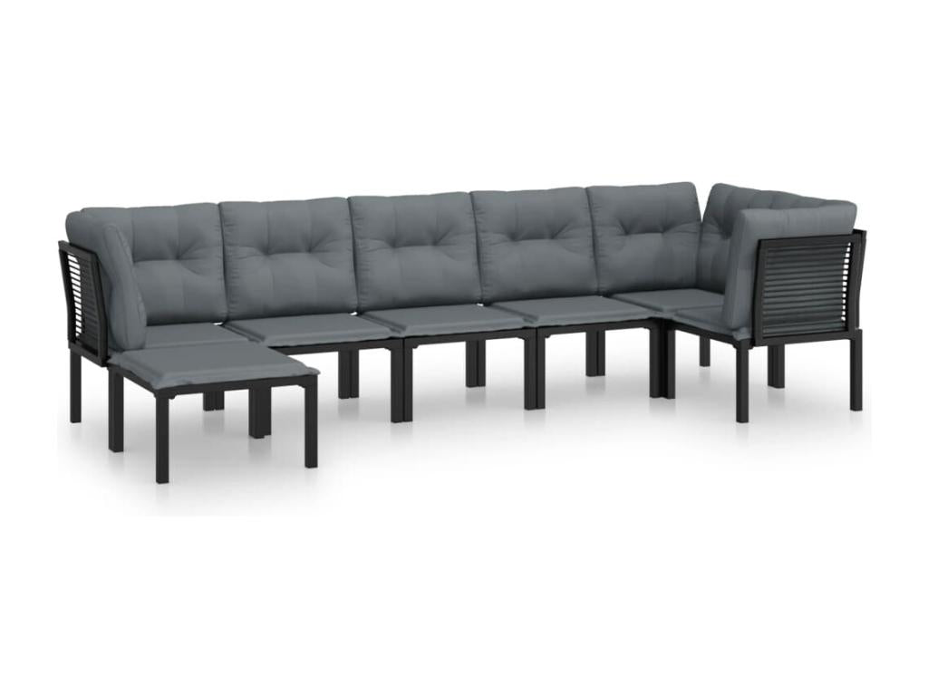 Set di mobili da giardino in vimini di resina nera e grigia da 7 pezzi 41402MZPI