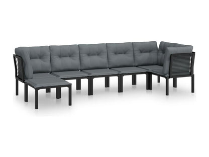 Set di mobili da giardino in vimini di resina nera e grigia da 7 pezzi 41402MZPI