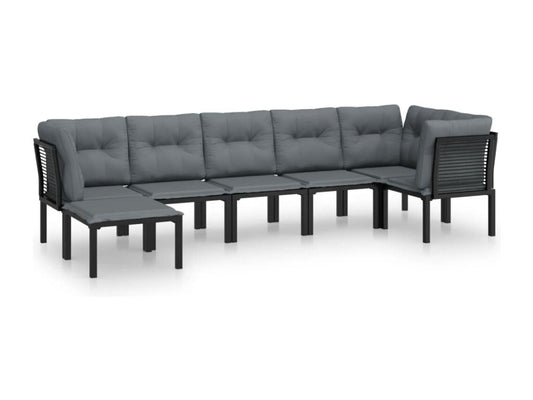 Set di mobili da giardino in vimini di resina nera e grigia da 7 pezzi 41402MZPI