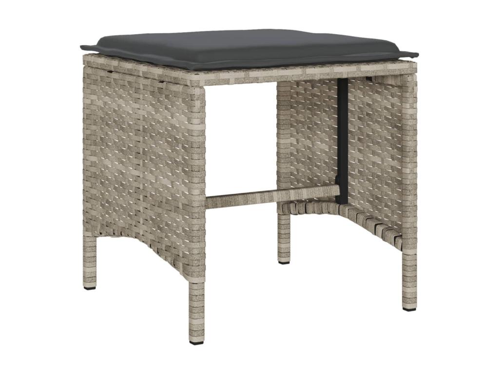 Set di mobili da giardino 4 pezzi con cuscini grigio chiaro, resina intrecciata 55519JZGH