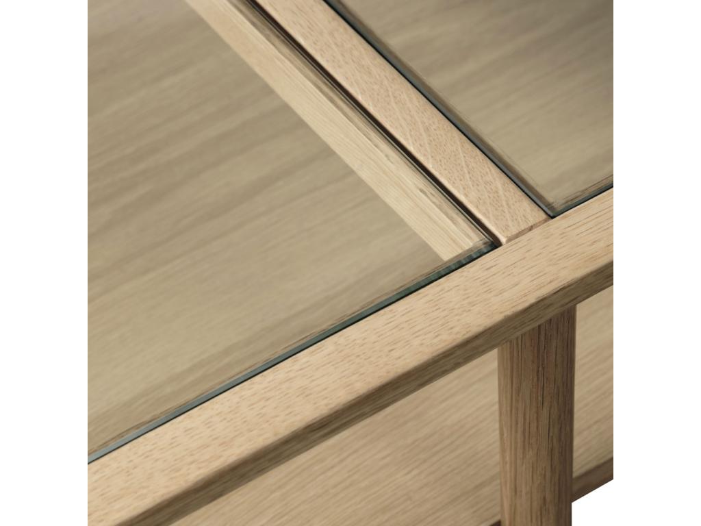 Artvivrestore - Tavolino in vetro temperato e legno 120x60cm - Legno chiaro 81706WDXF