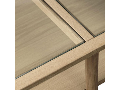 Artvivrestore - Tavolino in vetro temperato e legno 120x60cm - Legno chiaro 81706WDXF