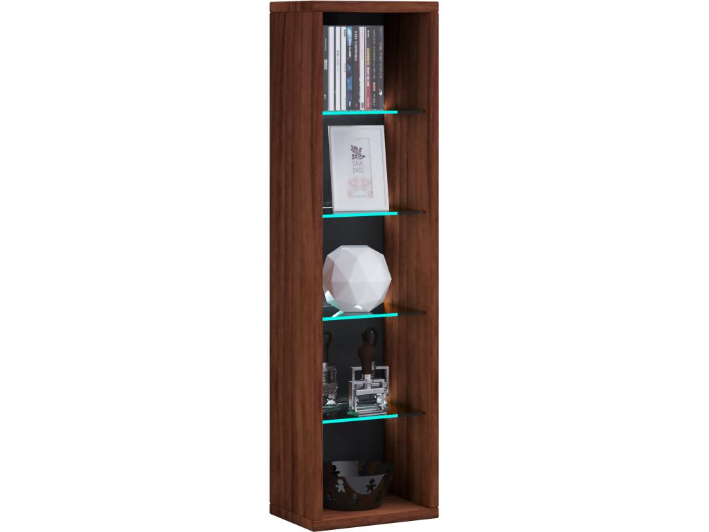 Artvivrestore porta CD/DVD in legno scaffale portaoggetti su piedi libreria mensola decorativa in vetro Rasato cuore noce - 77 67203STVG