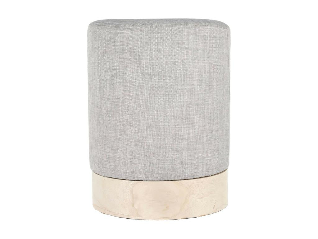 Artvivrestore - Pouf in tessuto grigio chiaro con base effetto legno 80671SQSJ