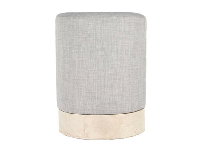 Artvivrestore - Pouf in tessuto grigio chiaro con base effetto legno 80671SQSJ