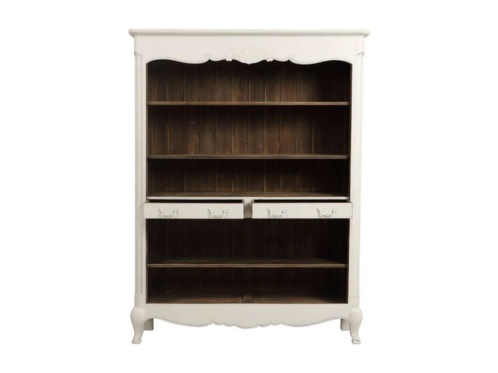 Libreria aperta con 2 cassetti, legno bianco - Artvivrestore 43545KWRC