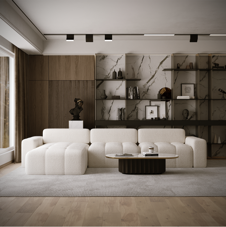 Maisonpuretop Beige 20648HXWN Divano letto angolare reversibile con contenitore