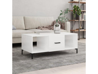 Tavolino da caffè, bianco lucido, 102x50x40 cm, legno ingegnerizzato, 87913CCPS