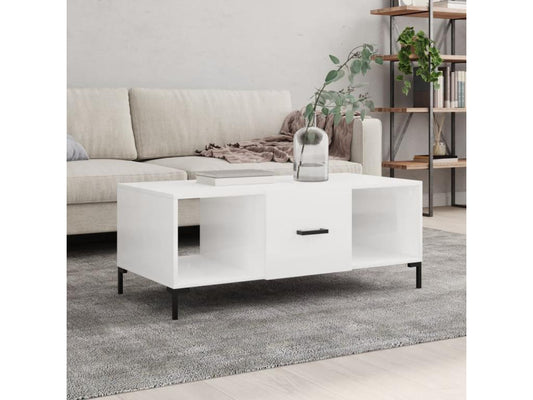 Tavolino da caffè, bianco lucido, 102x50x40 cm, legno ingegnerizzato, 87913CCPS