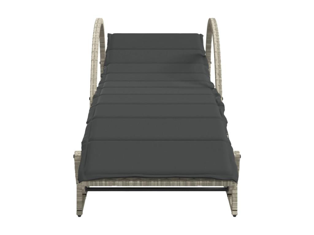 Set di 2 lettini prendisole e cuscini in resina intrecciata grigio chiaro 43207MSFI