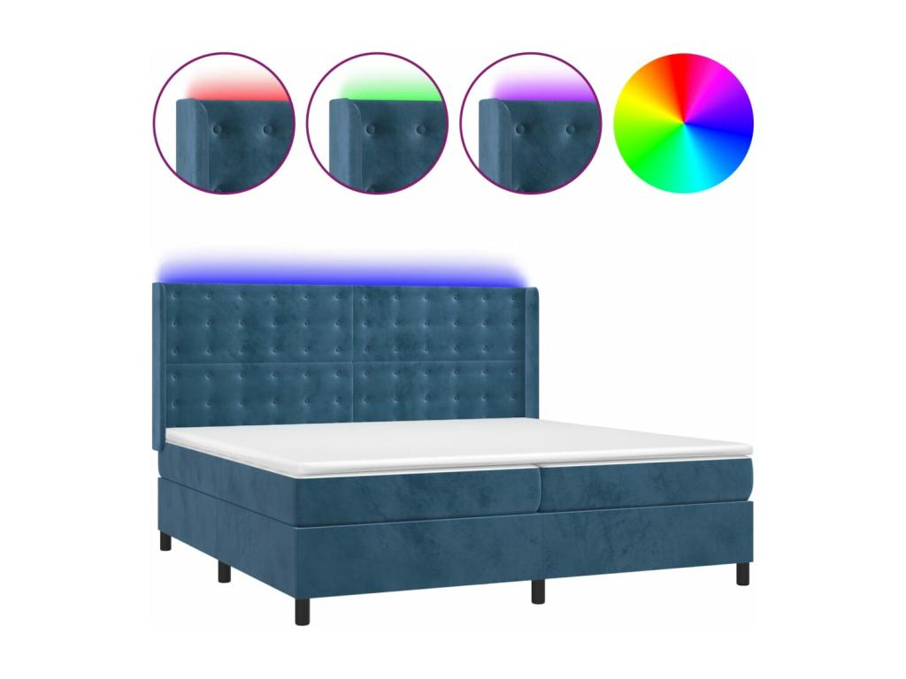 Base letto Maisonpuretop con materasso e luce LED, blu scuro, 200x200 cm, 18529EWBF