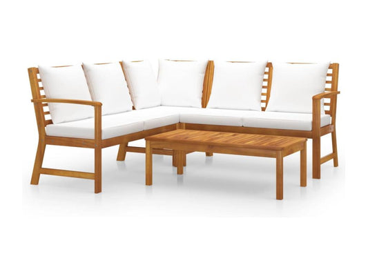 Set di mobili da giardino 4 pezzi con cuscini, colore crema, legno massello, di Artvivrestore 63042YZMQ