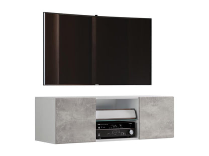 Maisonpuretop Mobile TV da parete in legno, Mobile TV basso da parete, Mobiletto da parete, Tavolo, Bianco Jusa / Effetto cemento - 115 81962OFSW