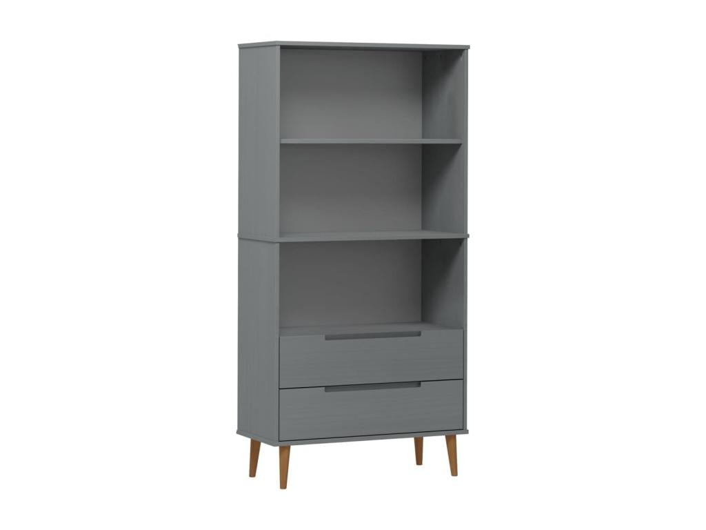 Libreria Calmetop grigia 85x35x170,5 cm in legno massello di pino 91283HCUS