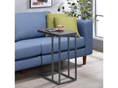 Tavolino laterale Calmetop, tavolino da caffè, tavolino da soggiorno, struttura in metallo grigio e piano rettangolare in grigio opaco Calmetop 94175FCDV