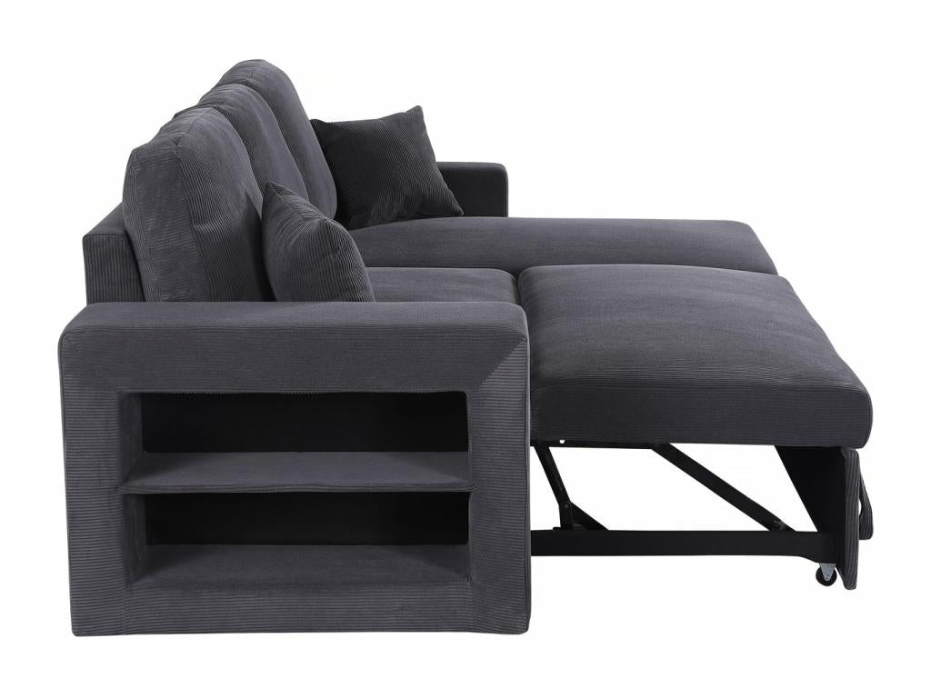 Divano letto angolare a 3 posti in velluto a coste Calmetop/reversibile - Grigio 04155YIHN