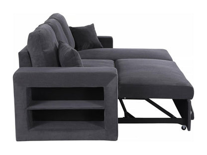 Divano letto angolare a 3 posti in velluto a coste Calmetop/reversibile - Grigio 04155YIHN